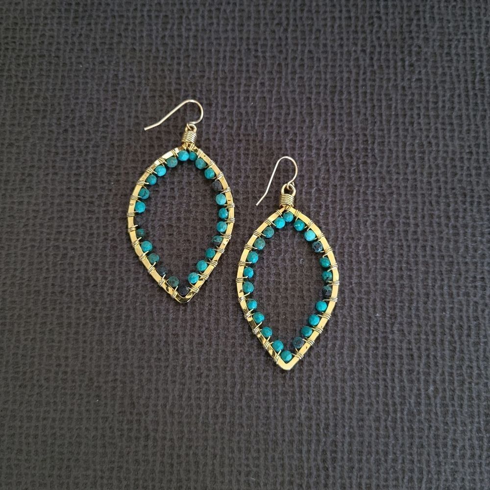 Blue💙-Green💚 Turquoise Teardrop💦 Earrings